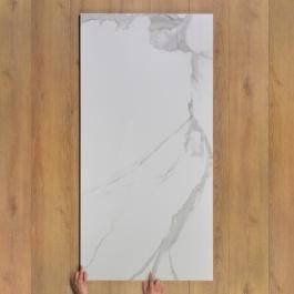 Bianco Statuario Marble-Effect Gloss Porcelain Tile 160x80cm